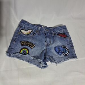 Hudson Kids Girls Size 7 Blue Distressed Denim Jean Patch Cut‎ Off Shorts
